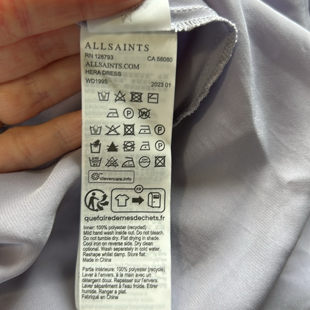 All Saints Hera Dress Slip Dress in Misty Lilac Purple Scoop Neck Sz M NEW - Picture 11 of 14